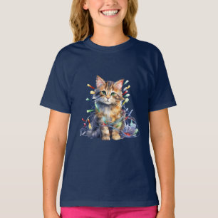Kitty in christmas lights T-Shirt