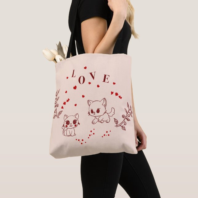 Kitty in Love Tote Bag (Close Up)