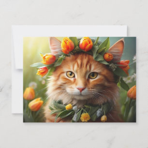 Kitty in Orange Blooms Postcard