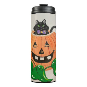 Kitty in Pumpkin Candy Jar Thermal Tumbler