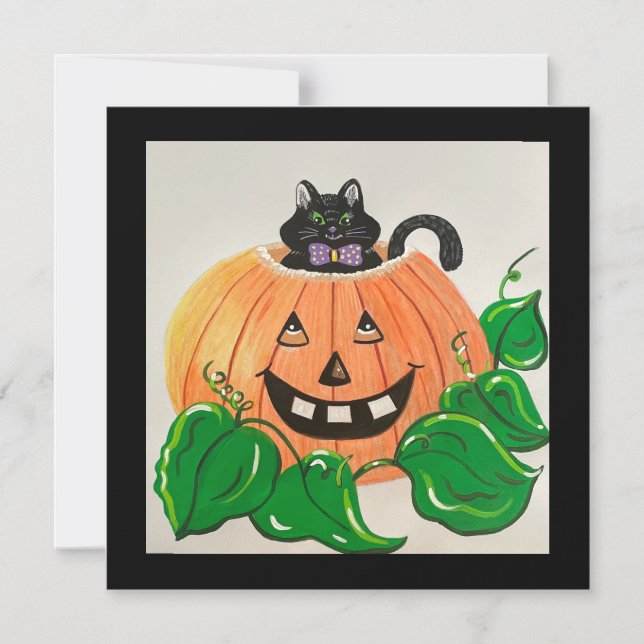 Kitty in Pumpkin Classic Invitation (Front)