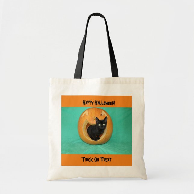 Kitty In Pumpkin Tote Bag (Front)