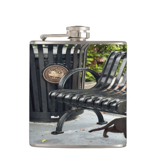 Kitty in The Park Hip Flask