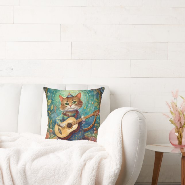 Kitty Kat Playing Guitar Cushion (Couch)