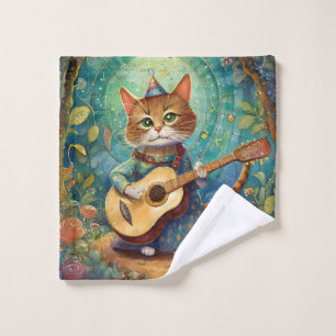 Kitty Kat Playing Guitar Wash Cloth