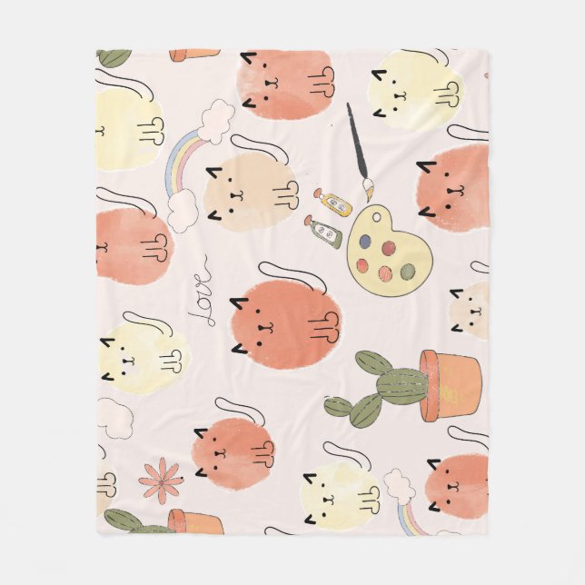 Kitty Kitten Cats: Cute Animal Pattern Fleece Blanket (Front)