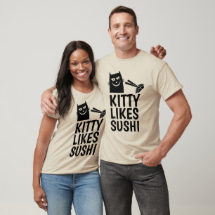 KITTY LIKES SUSHI, Funny Sushi Cat T-shirts