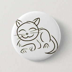 Kitty Line Drawing 6 Cm Round Badge