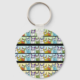 Kitty Lineup-Colourful Cats Key Ring