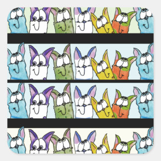 Kitty Lineup-Colourful Cats Square Sticker