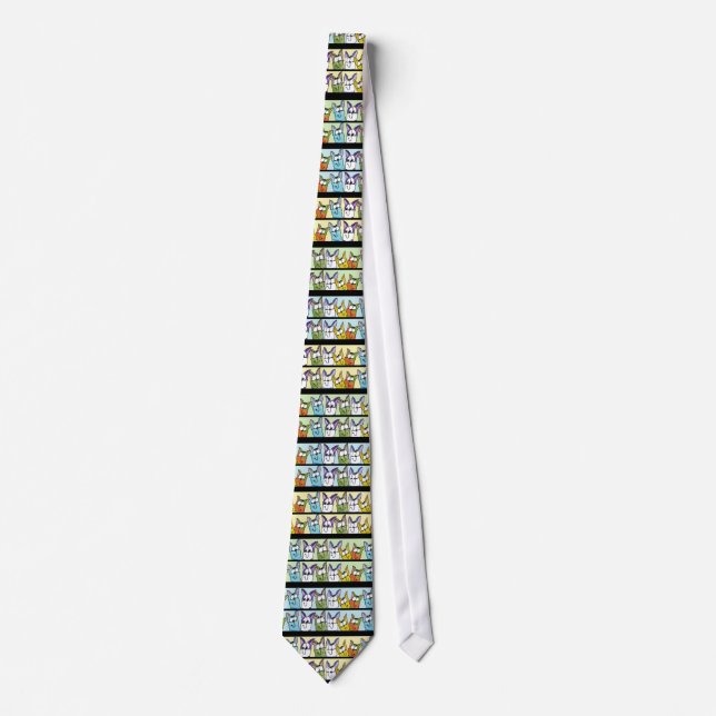 Kitty Lineup-Colourful Cats Tie (Front)