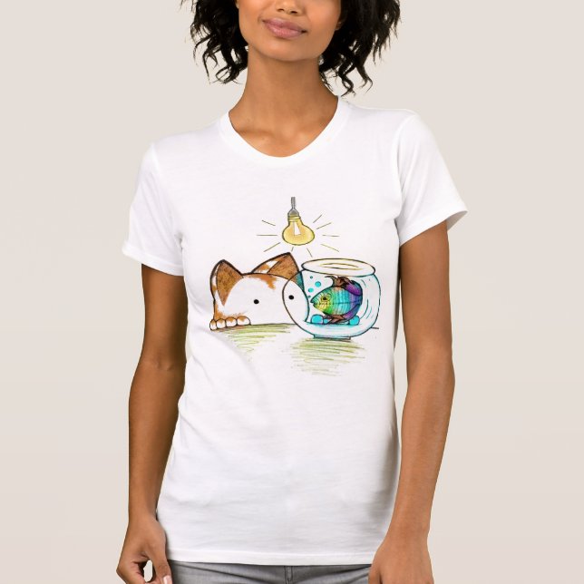 Kitty looking fishy T-Shirt (Front)