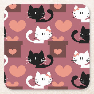 Kitty Love Custom Square Coasters