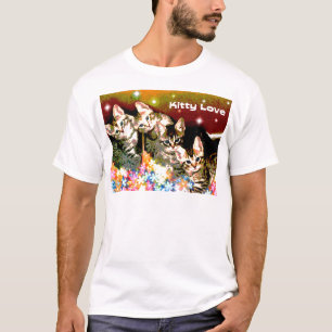 Kitty Love Kittens on a bed of Flowers T-Shirt