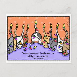 Kitty Menorah, Happy Holidays! Holiday Postcard