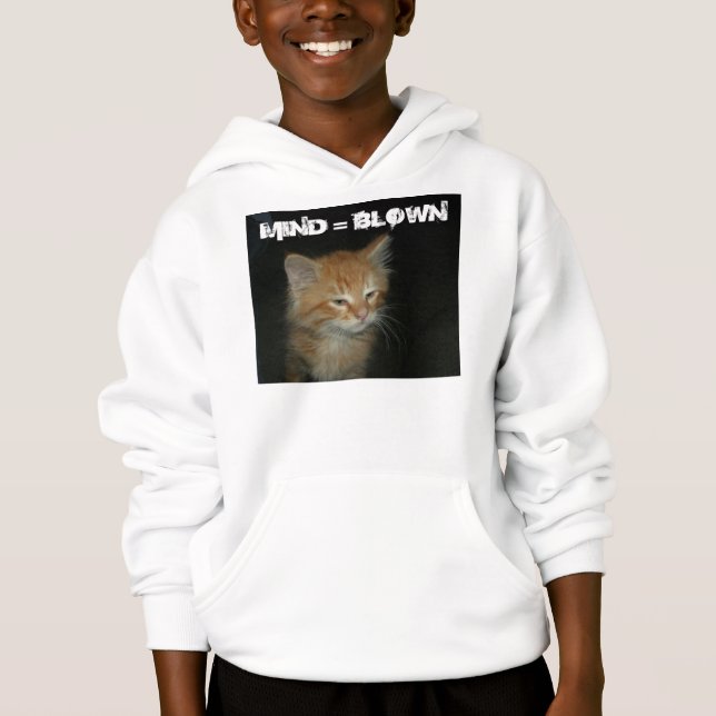 Kitty "MIND = BLOWN" Kids Hooded Sweatshirt (Front)