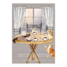 "Kitty Party Part 2" Watercolor Art Poster