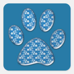 kitty paw print square sticker