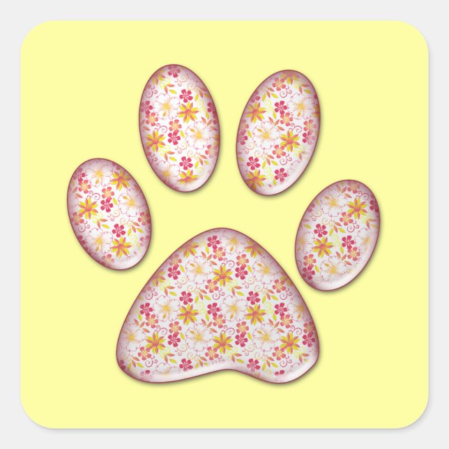 kitty paw print square sticker (Front)