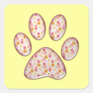 kitty paw print square sticker