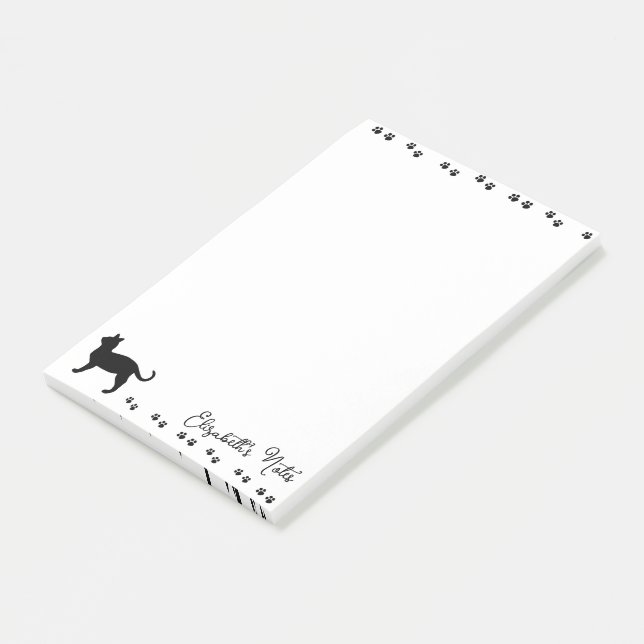 Kitty pawprints personalised post-it notes (Angled)