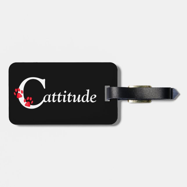 Kitty Paws Cattitude Luggage Tag (Back Horizontal)
