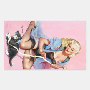 Kitty Pin Up Rectangular Sticker