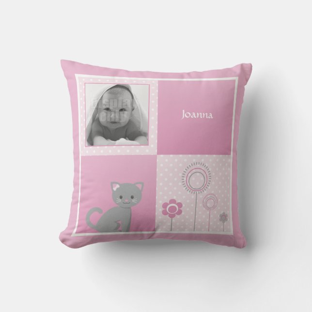 Kitty - pink pillow (Front)