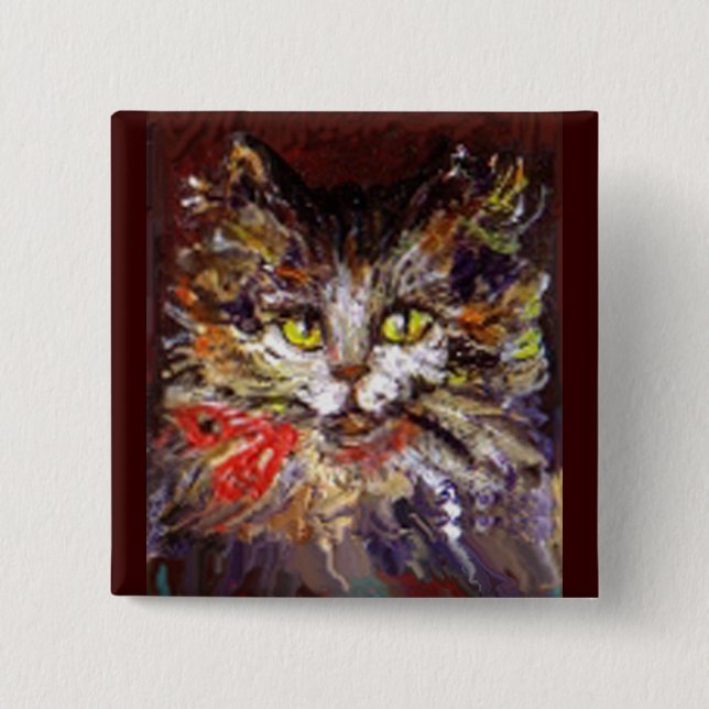 KITTY PORTRAIT 15 CM SQUARE BADGE (Front)