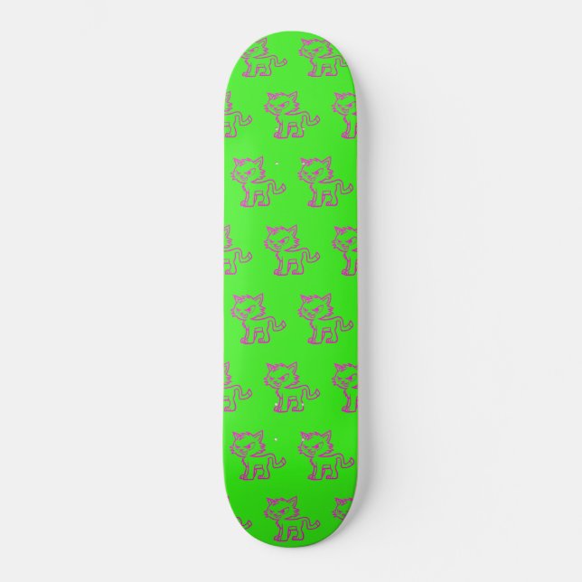 Kitty Pre-Built Complete Neon Green Skateboard (Front)