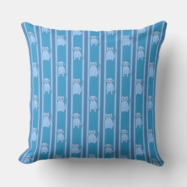 Kitty & Puppy Striped Cushion (Front)