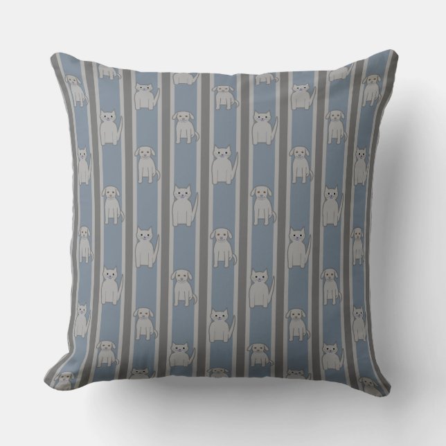 Kitty & Puppy Striped Cushion (Front)