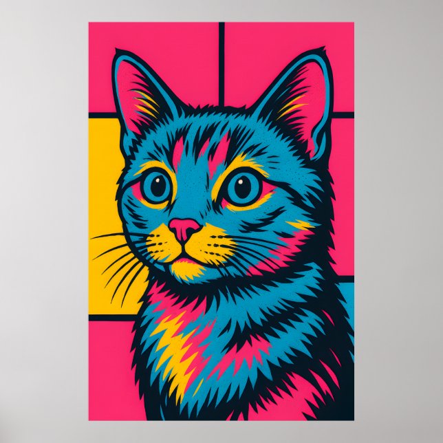 Kitty Retro Pop Art Cat Poster (Front)