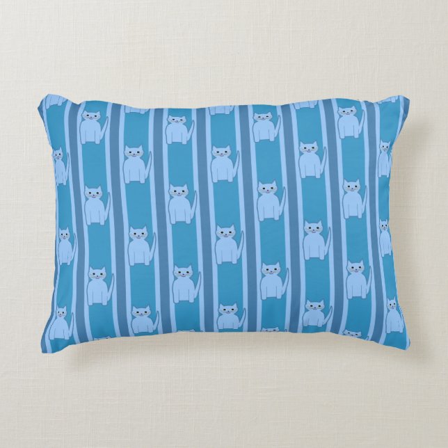 Kitty Striped Decorative Cushion (Front)