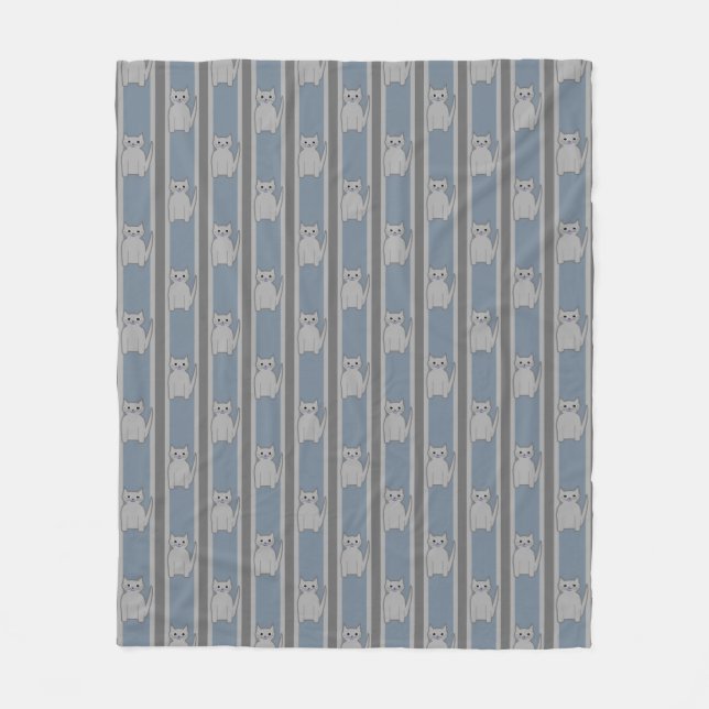 Kitty Striped Fleece Blanket (Front)