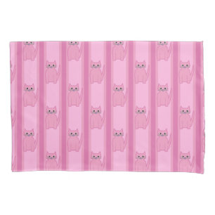 Kitty Striped Pillowcase