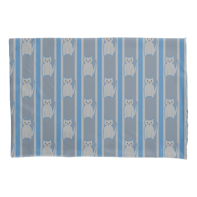 Kitty Striped Pillowcase (Front)