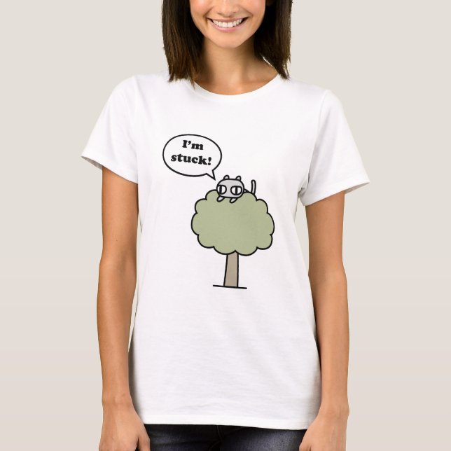 Kitty Stuck In Tree T-Shirt (Front)