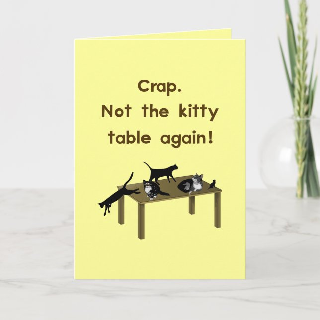 Kitty Table Funny Thanksgiving Kids Table Joke Holiday Card (Front)