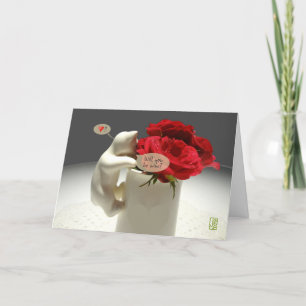 Kitty & Tea Roses Will you be mine Valentine Card