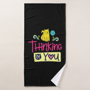 Kitty Thinking Of You   Cute Cat Lover Gift Bath Towel