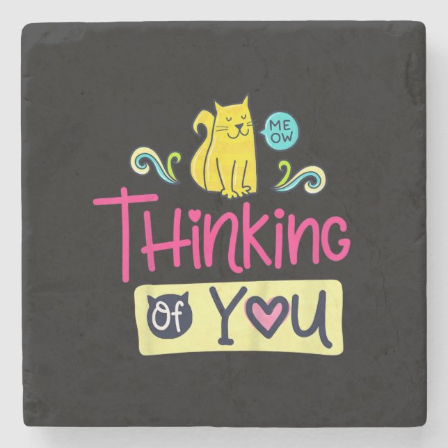 Kitty Thinking Of You | Cute Cat Lover Gift Stone Coaster (Front)