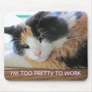 KITTY TOO PRETTY TO WORK MOUSE PAD