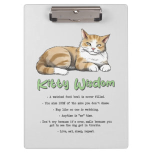 Kitty Wisdom – Funny Cat Rules with a Brown Cat Clipboard