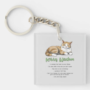 Kitty Wisdom – Funny Cat Rules with a Brown Cat Key Ring