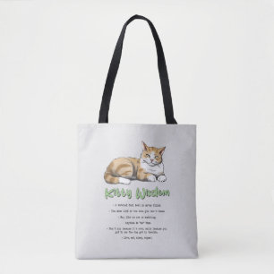 Kitty Wisdom – Funny Cat Rules with a Brown Cat Tote Bag