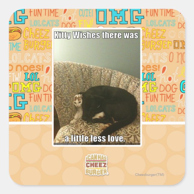 Kitty Wishes Square Sticker (Front)