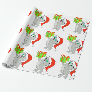 Kitty with a Gift Christmas Wrapping Paper
