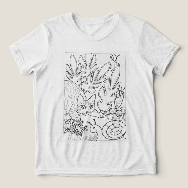 Kitty with a snail Tri-Blend shirt (Design Front)