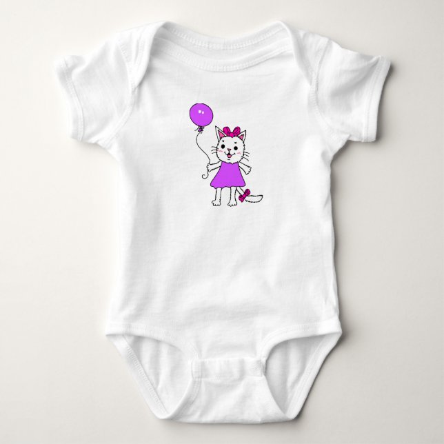 Kitty with Balloon Baby Top (Front)